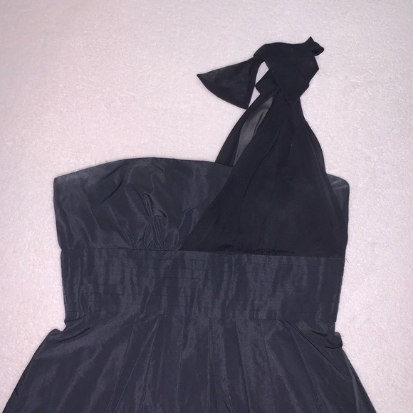 BCBG Maxazria One-Shoulder Black Taffeta Dress - Picture 4 of 7